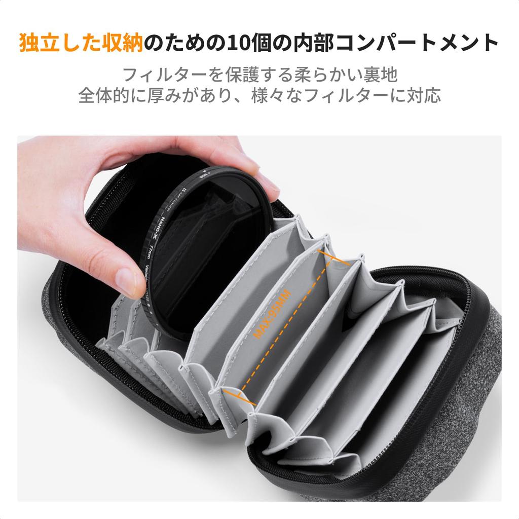 Concept Filter Case for 10 Fits up to 95mm Filter Circular Filter Filter Lens Filter Lens EVA Abrasion Impact Resistant K&F Filters, Diameter, Case,