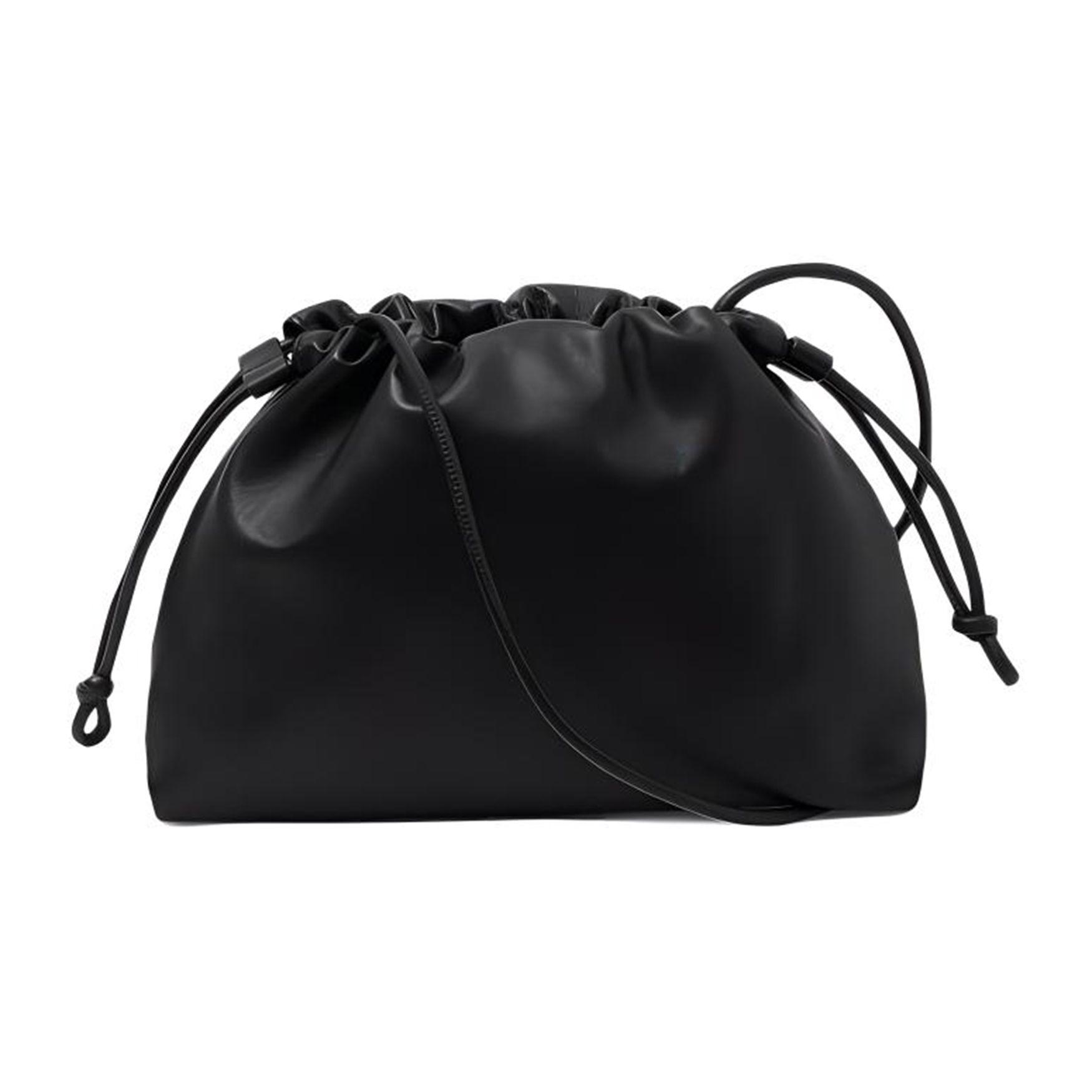 

COS Versatile Casual Drawstring Leather Crossbody Shoulder Bag Women bags Black 1214224001 Black