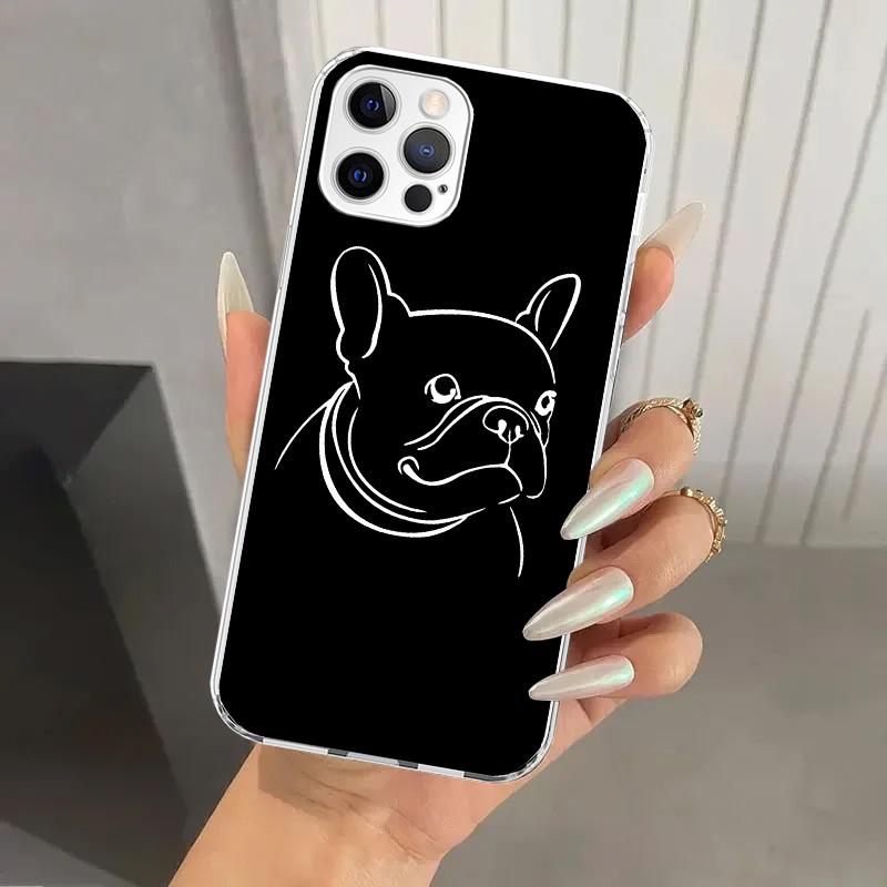 Etui na telefon Czarny Biały Buldog Francuski dla Iphone 16 15 14 13 12 Mini 11 Pro Max 16E X XS XR 7 Plus 8 SE 2020 Miękki Funda Print Sh
