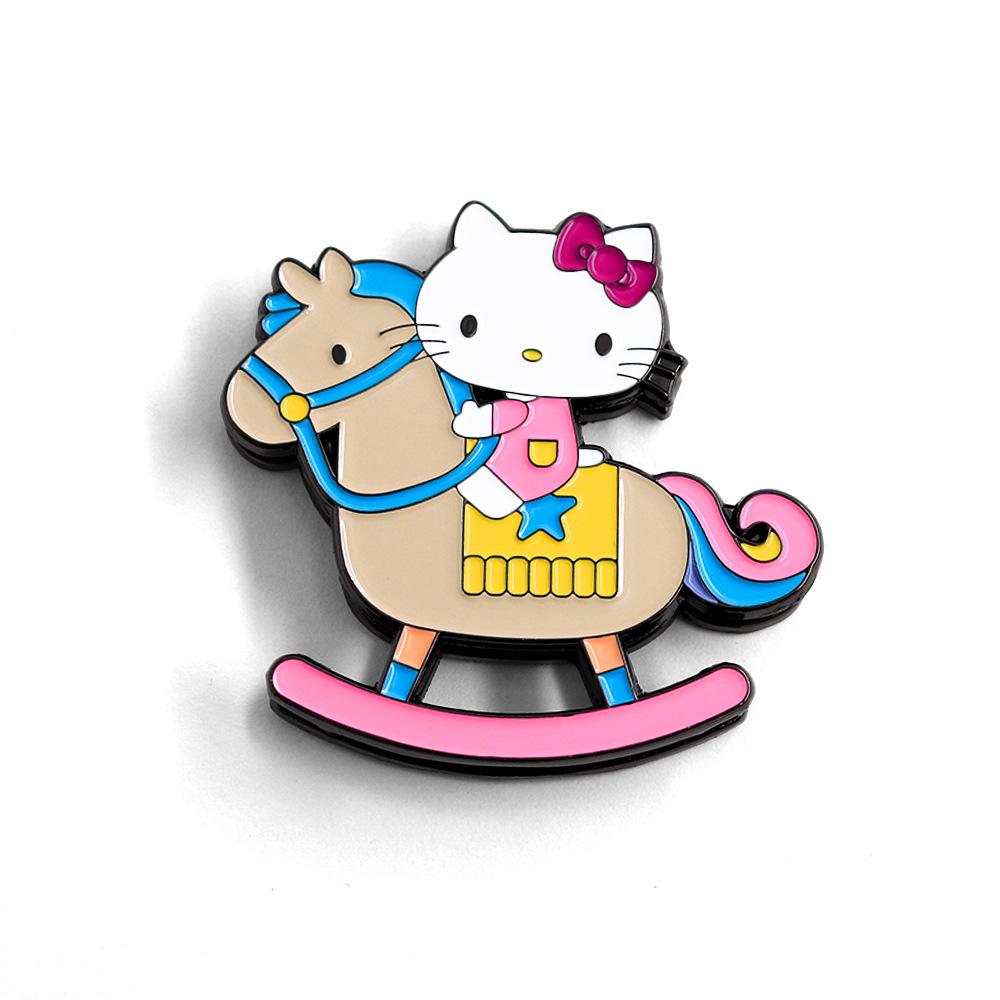 

Kawaii Pink Cat Rocking Horse Fridge Magnet – Anime Character Double Layer Metal Decor