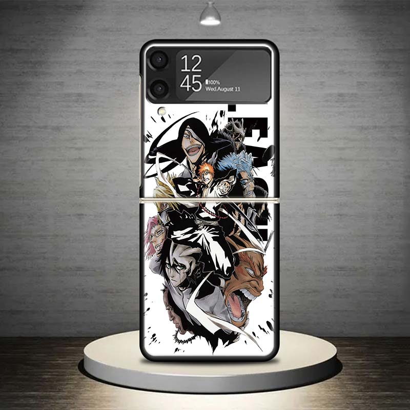 Anime Bleach Ichigo Kenpachi Phone Case For Samsung Galaxy Z Flip 7 6 5 4 3 5G Shockproof Cover Z Flip7 Flip6 ZFlip5 Flip3 Flip4