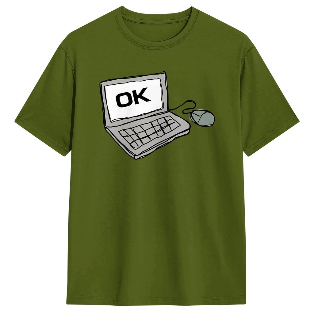 Oversized T Shirt OK COMPUTER Cotton TShirts Hippie Tee Shirt for Couple Summer Y2K Basic Pattern Short Sleeve Top Tees