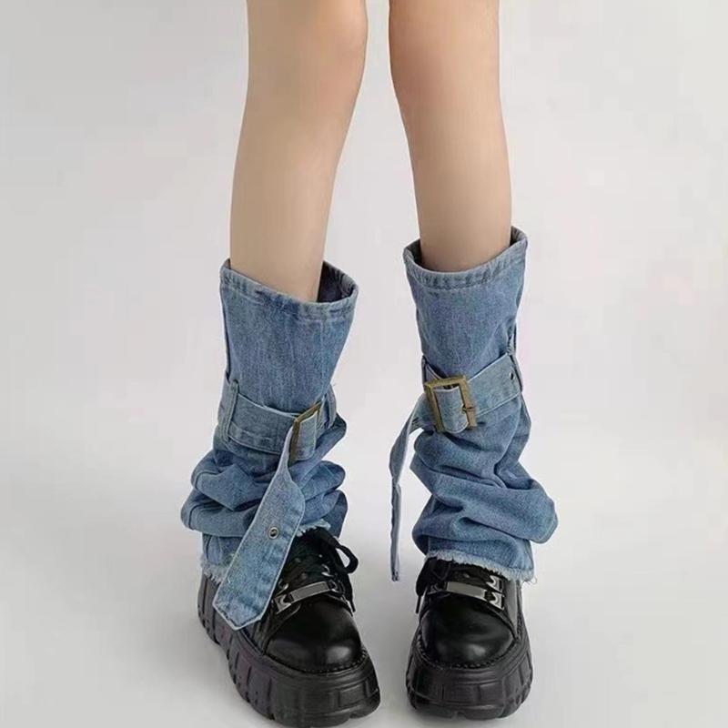Meias Lolitas Longas para Pernas Femininas Polainas Largas Harajuku Punk Jeans Meias de Bota Moda Meias para Tornozelo Presentes