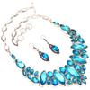 Hugh Size Facited Swiss Blue Quartz Handicraft Jewelry Necklace Earring 16-18''