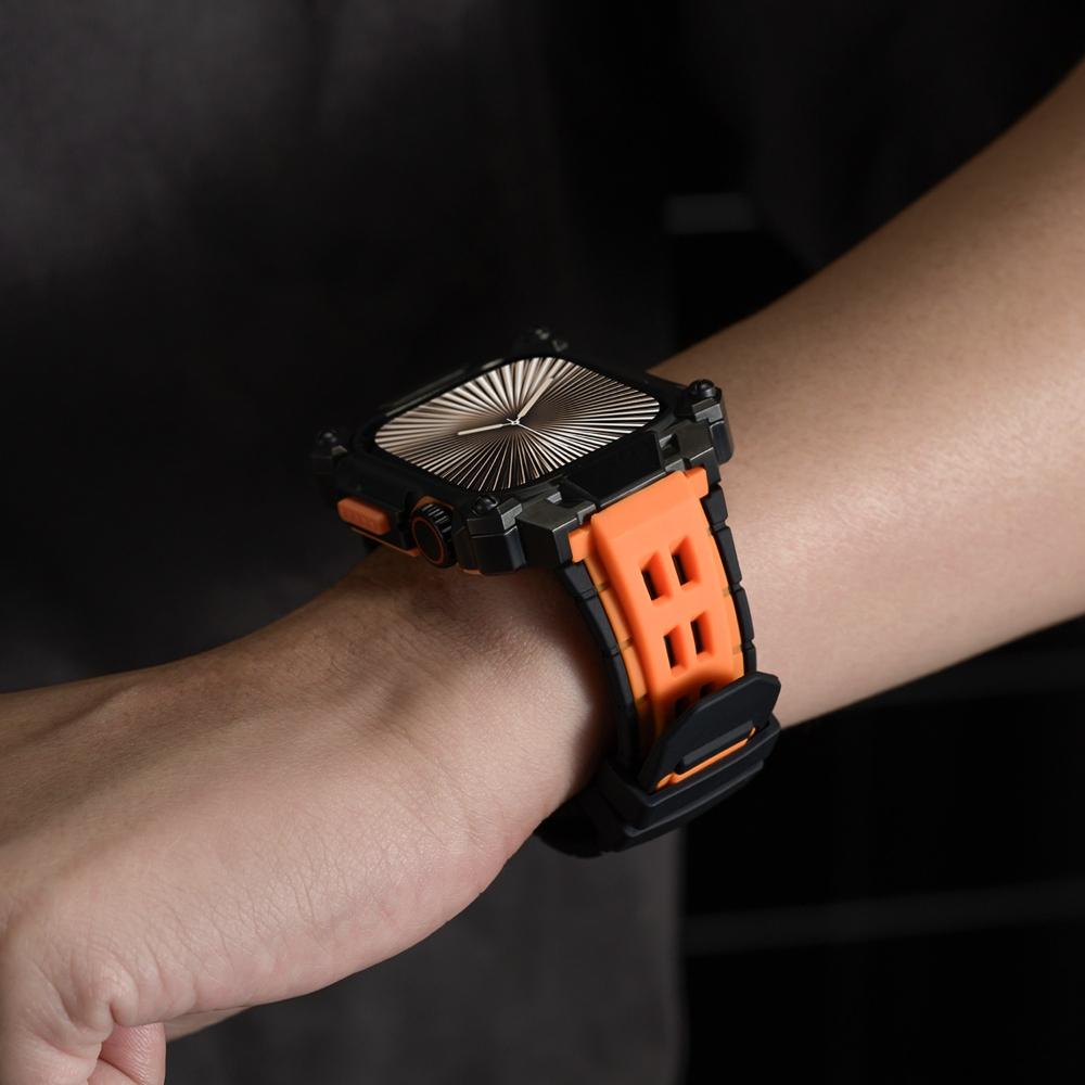 Rubber Straps+Metal Protect Case for Apple Watch Series 11 10 46mm Breathable Silicone Band for IWatch 11 46MM Modification Kit
