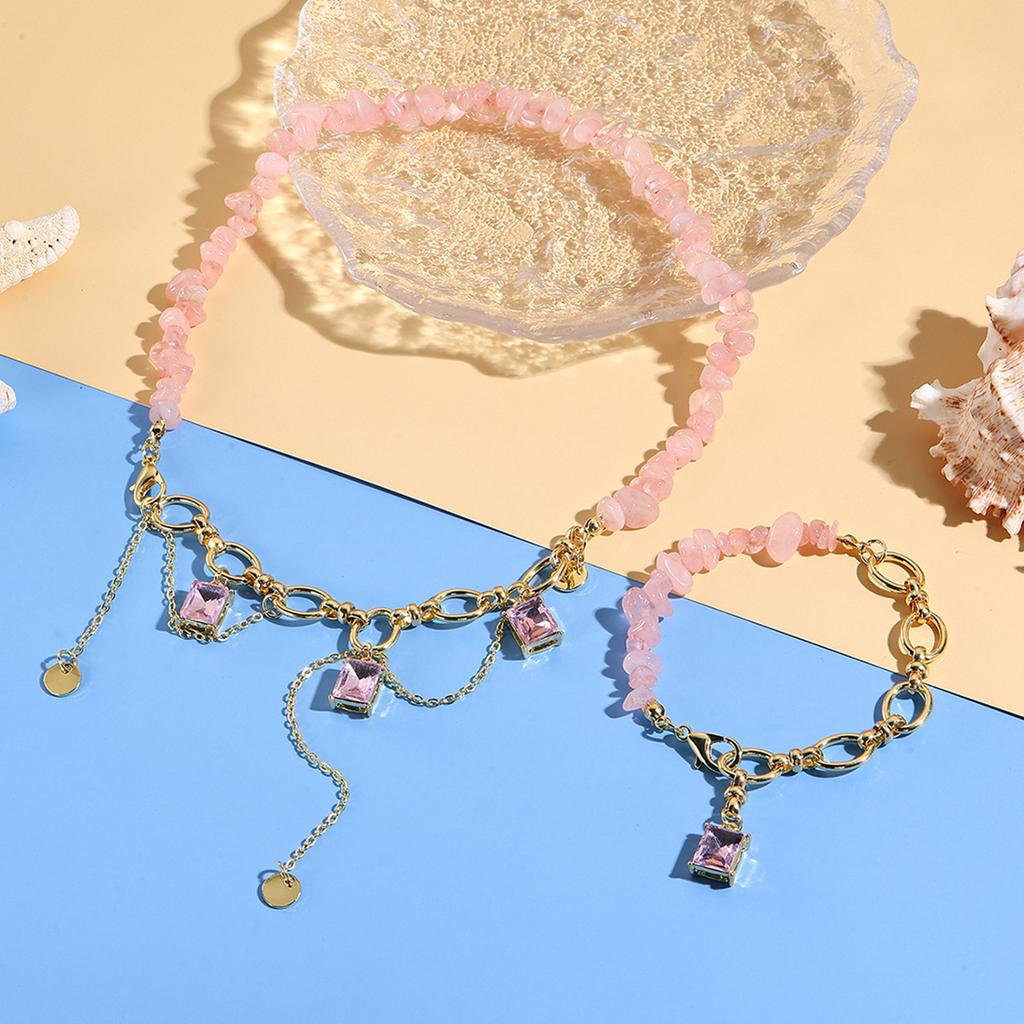 Collier pour Femmes Bijoux Collier Pendentif Formé Féminin Simple Mode Irrégulier Pierre Colorée Bracelet Ensemble Collier Collier Élégant