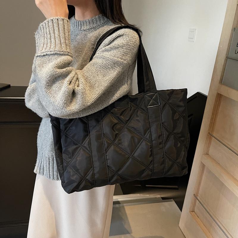 

Новая повседневная сумка-тоут большой вместимости, на плечо, ромбовидная, сумка-хобо, универсальная чёрный