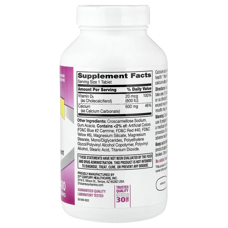 600+D3, Integratore di Calcio e Vitamina D3, 400 Compresse