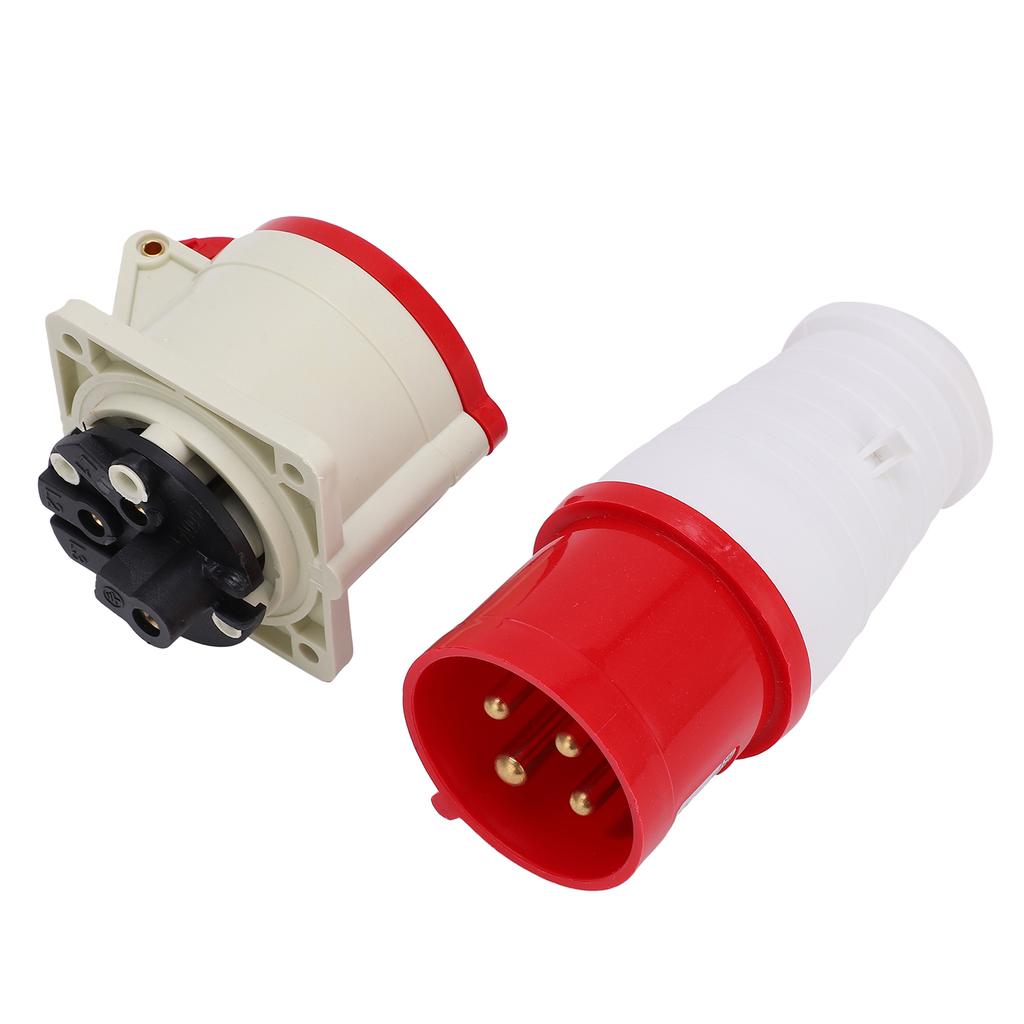 3P+E Industrial Plug Socket Set Concealed Installation 4Pin 3 Phase IP44 Waterproof Wire Connector 32A 380V‑415V