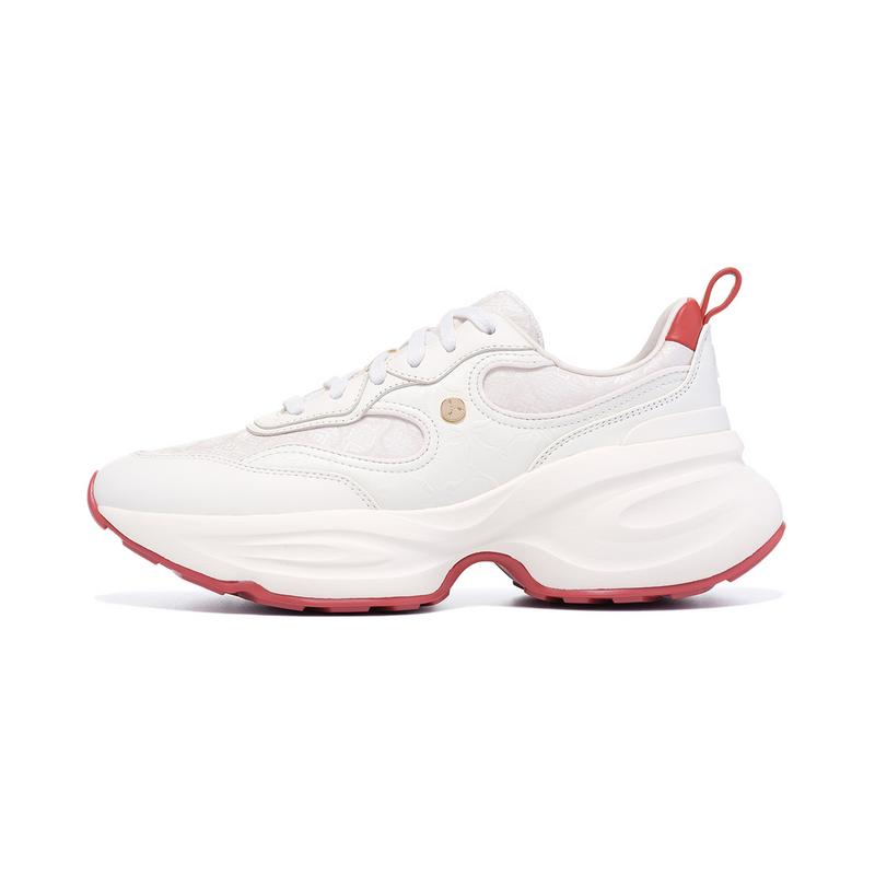 Li-Ning 1990 Classic Series Sports Fashion Rebound Slip-Resistant Durable Low-Top Casual Shoes Women sneaker Beige ALFV016-1