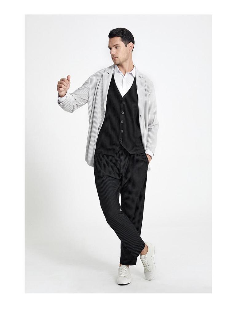 Men's Summer 2021 Pleated Casual Suit Jacket and Trench Cardigan