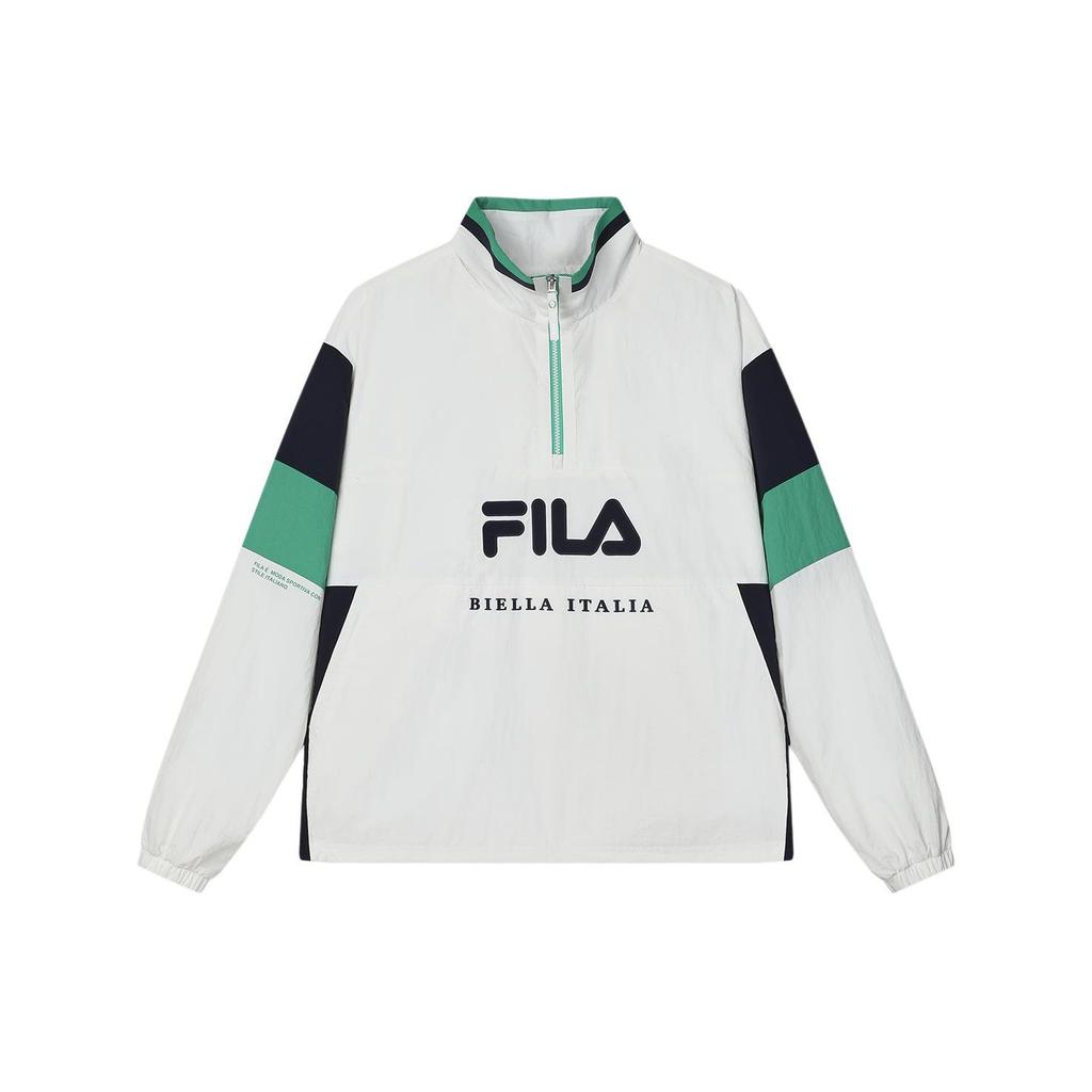 Fila Color Block Logo Retro Sports Print Stand Collar Casual Woven Pullover Jacket Men Jackets Cloud-White F11M419703F-WT