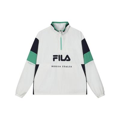 Colorblock-Logo Retro-Sportdruck Stehkragen Lässige gewebte Pulloverjacke Herrenjacken Wolkenweiß F11M419703F-WT