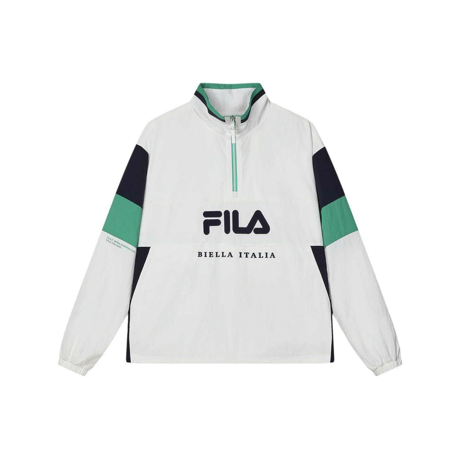 

FILA Color Block Logo Retro Sports Print Stand Woven Pullover Jacket Men jackets Cloud-White F11M419703F-WT XL
