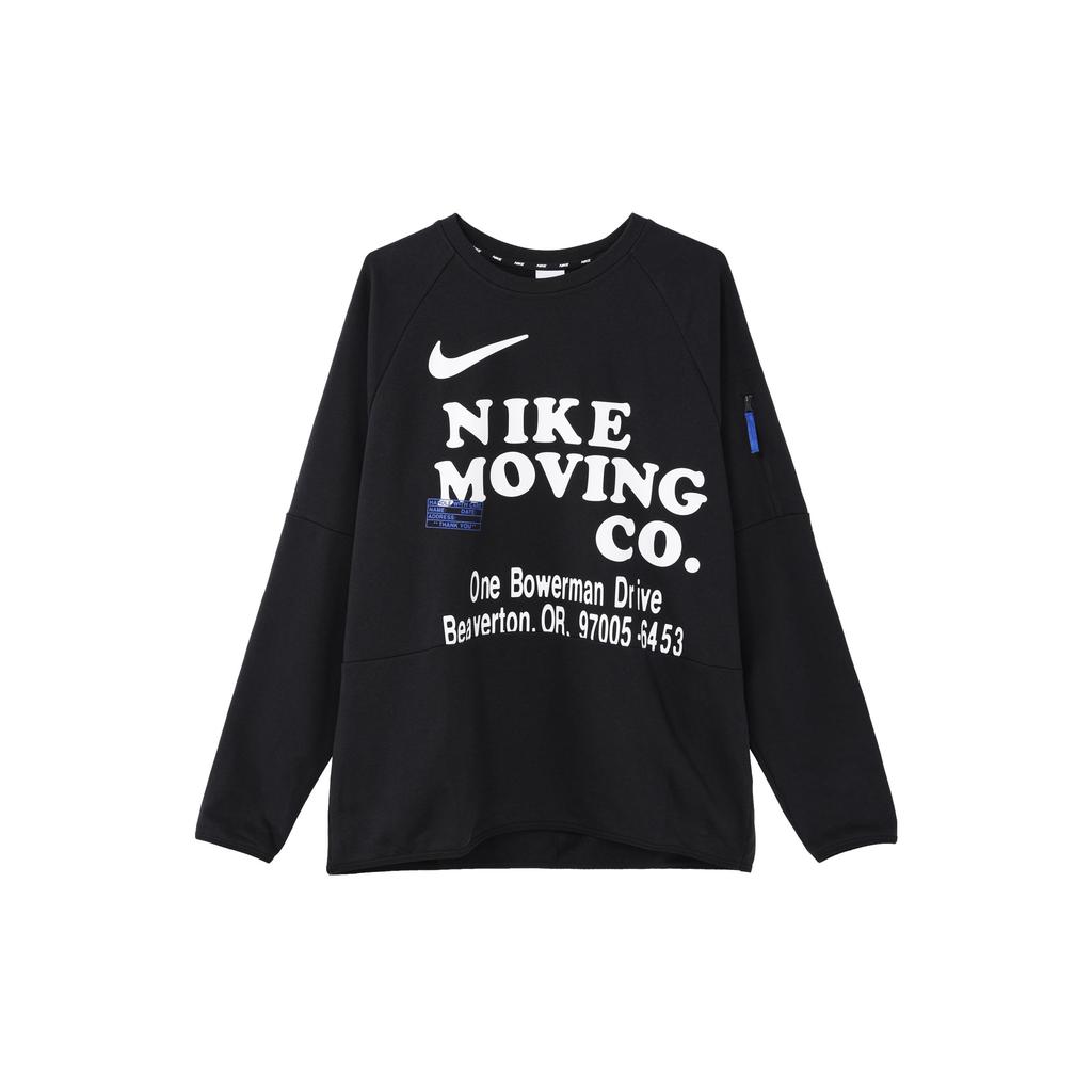 Nike Dri-FIT Letter Print Crew Neck Long Sleeve Sweatshirt Men Tops Black DX0903-010