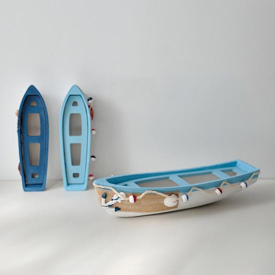 Modellino di Barca in Legno Oceanica Fatto a Mano Stile Spiaggia Rustica Statuetta Canoa Ornamento da Tavolo a Tema Nautico per Soggiorno Camera da Letto