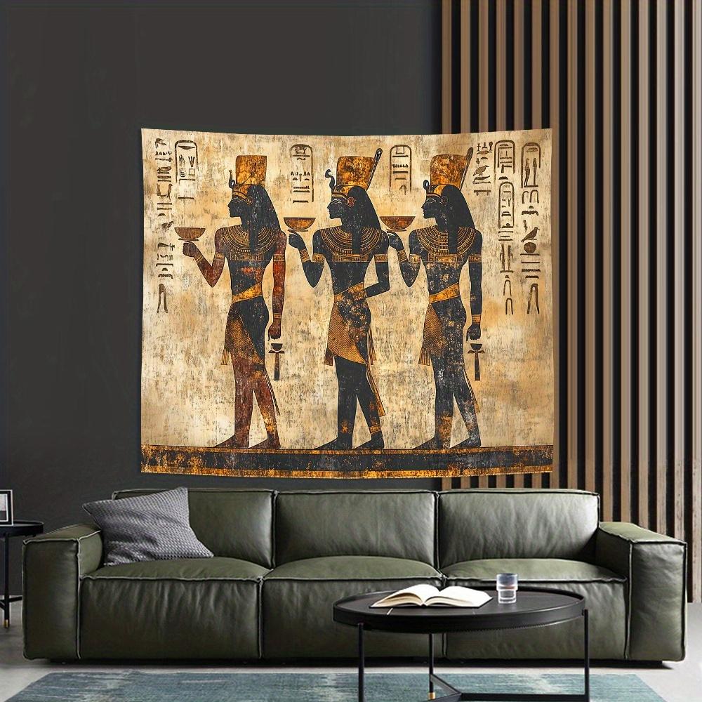 VIKAMA Ancient Egyptian Pharaoh Tapestry Hieroglyph Wall Hanging For Living Room Bedroom Guesthouse Decor Historical Fabric Art