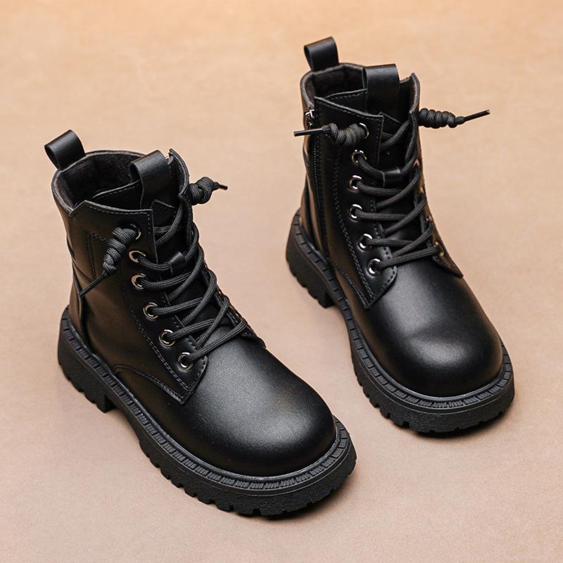 Mädchen Martin Stiefel 2025 Herbst und Winter neue Einzelstiefel Jungen schwarz dünne kurze Stiefel Kinder Frühling und Herbst Laufstegstiefel Frauen