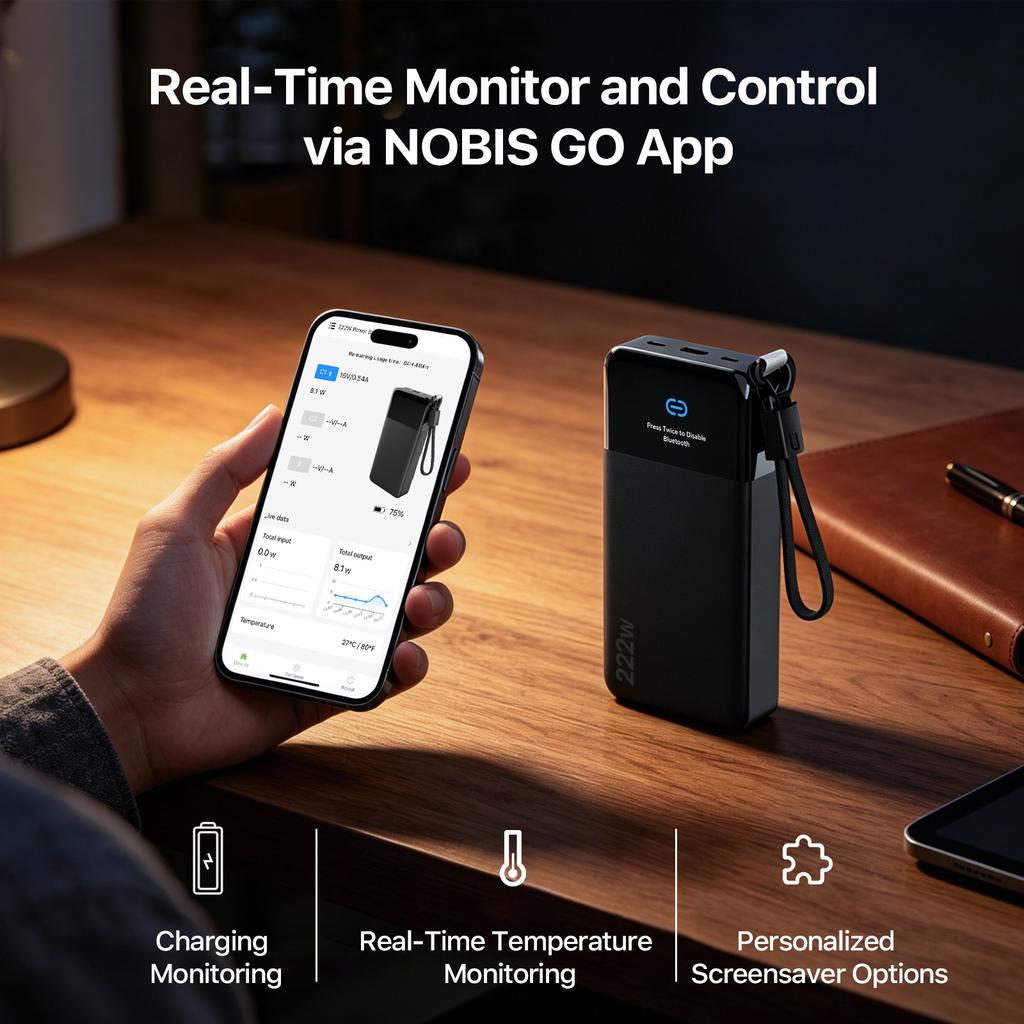Brand NOBIS/JUOVI Power Bank 25000mAh 222W Laptop and Phone Portable Charger, Fast Charging Battery Pack, Out Door Power Bank