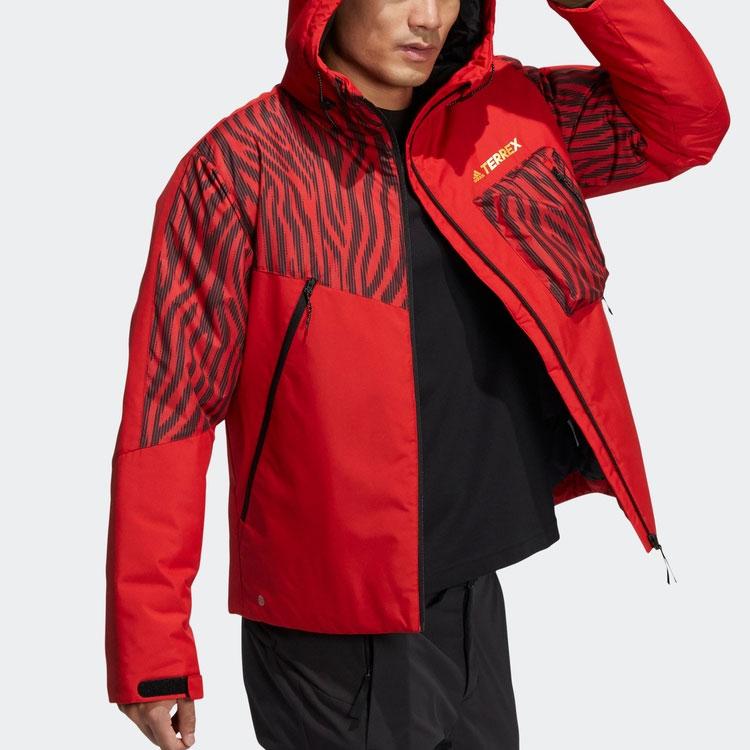 Adidas Color Block Hooded Cotton Jacket Men Jackets Light-Crimson HE7337
