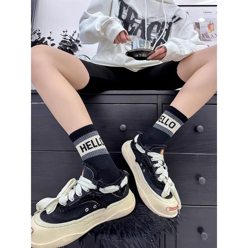 Female Autumn and Winter All Match Sports Letter Students In Tube Socks