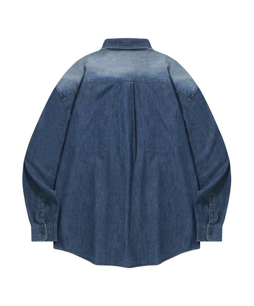 STENDS [M~4Xl] Fade Wash Denim Shirt_Blue