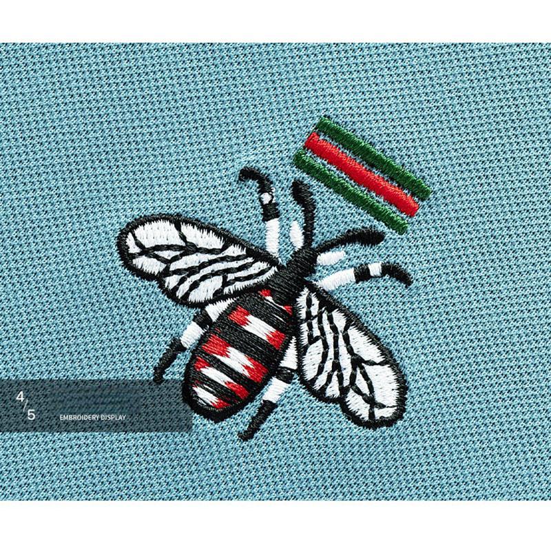 Summer Men's New Bee Embroidered Solid Color Mercerized Cotton Loose Moisture Wicking and Quick Drying Casual Polo Shirt