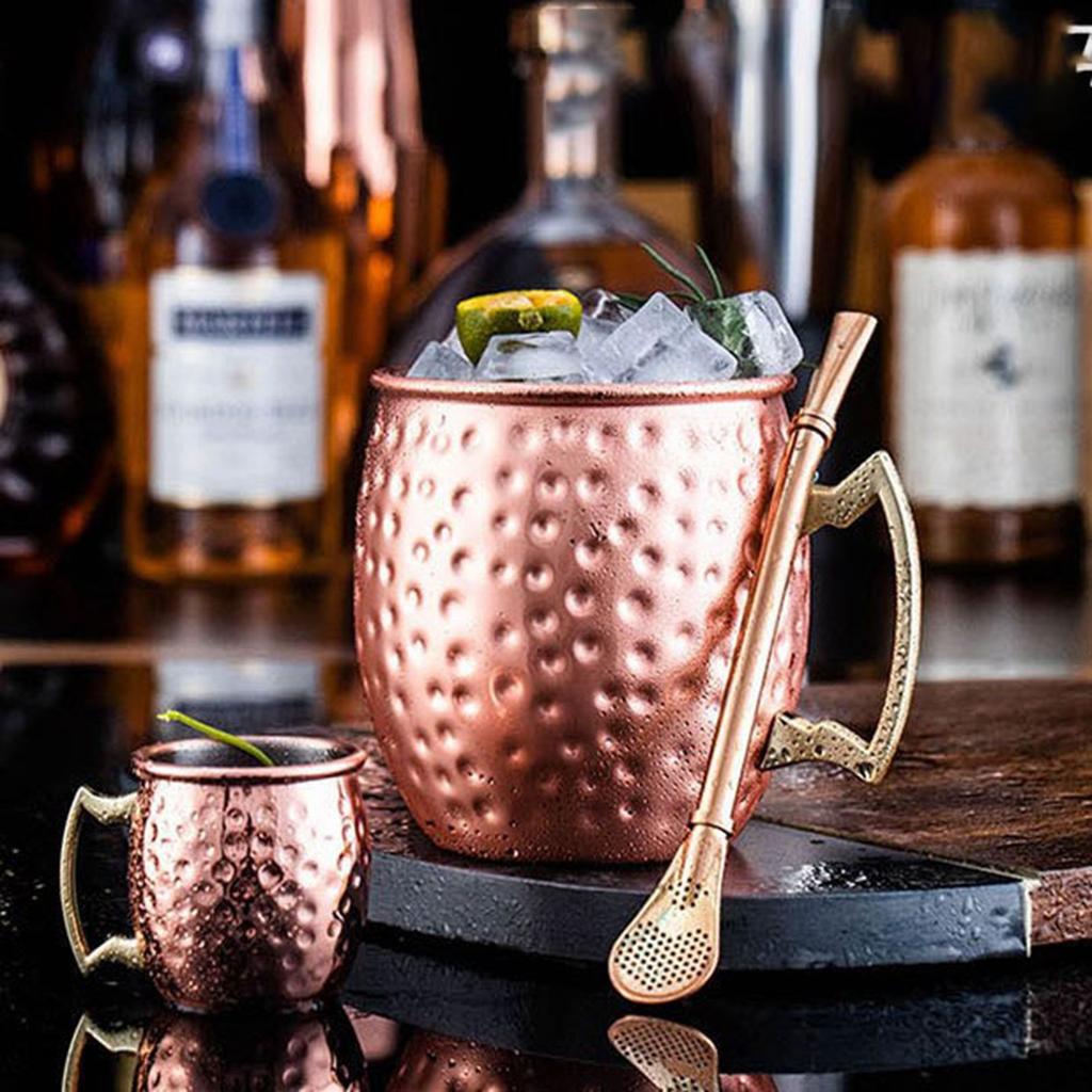 2Pcs 530ML Elegant Hammered Point Cup Copper Plated Stainless Steel Hammer Point Mug for Cocktail