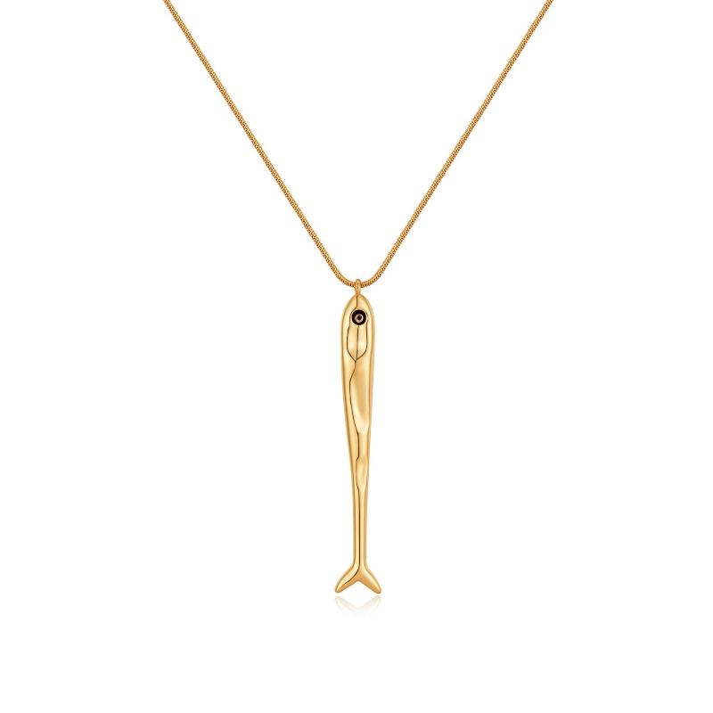 

Minimalism Dainty Sardine Charm Pendant Necklace For Women Vintage Gold Color Boho Fashionably Simple Jewelry Accessory Gifts A2