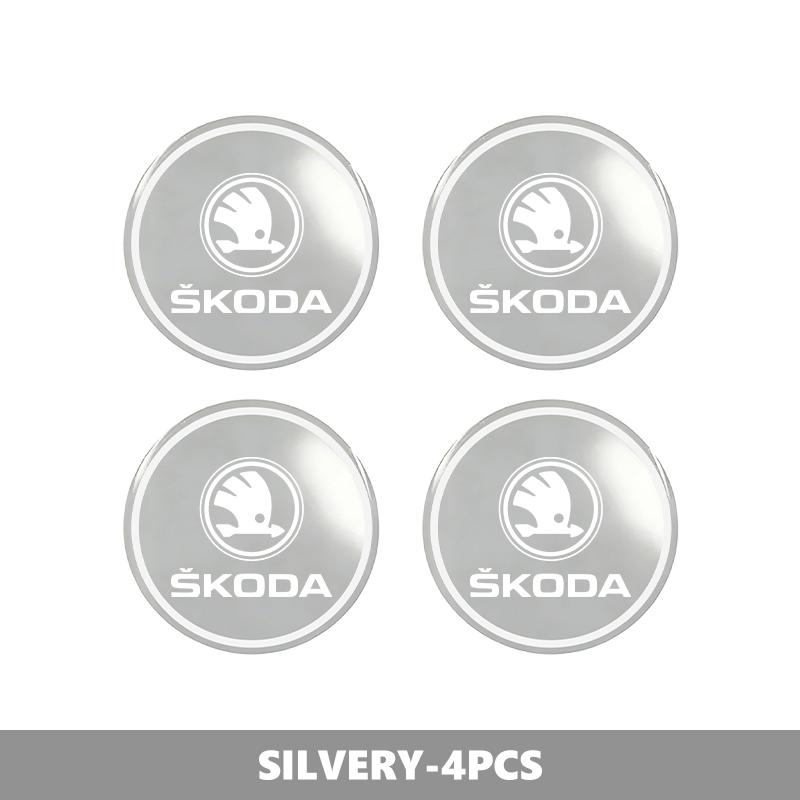 AAAAS1 For Skoda 4PCS 56mm Car Wheel Tire Hub Center Sticker Badge Accessories Octavia A5 A7 RS Fabia Superb Rapid Karoq