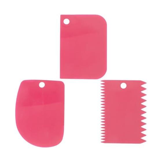 Amosfun Plastic Curved Flat Dough Scraper, Ideal for Cleaning Kitchen Bowls and Cutting Boards, No Damage, Useful Kitchen Goods, Set of 3