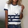 T-shirt da Donna con Stampa 3D di Ancora per Barca Estiva, Maglietta Casual da Donna a Maniche Corte, T-shirt alla Moda con Scollo a O, Top Harajuku, Abbigliamento Femminile