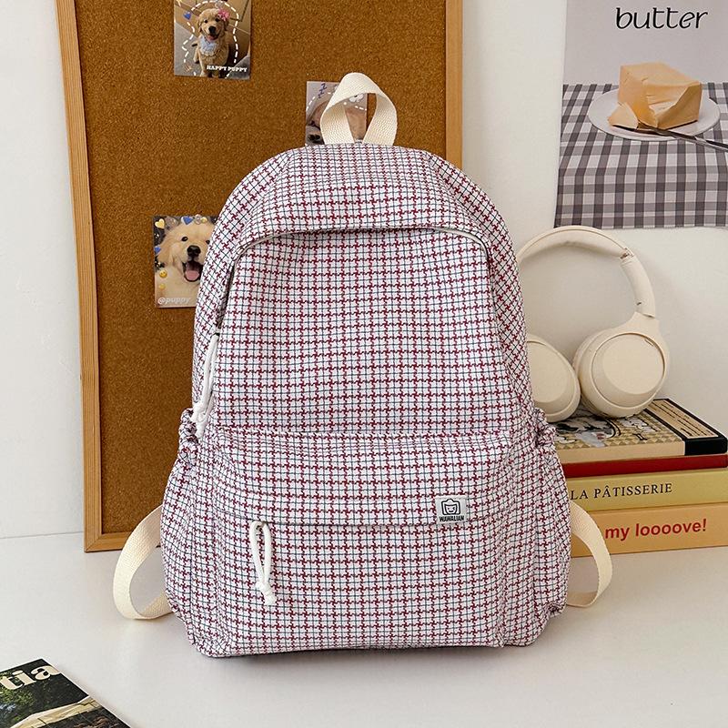 Casual small fresh plaid schoolbag female college student lightweight backpack versatile schoolbag