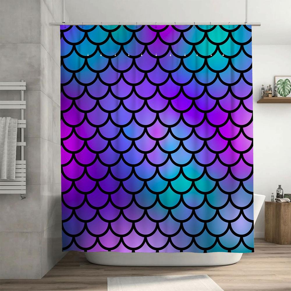 Rainbow Fish Scale Shower Curtain Bath Home Decor Waterproof Printed Fabric Size Options Available Free Shipping World Wide
