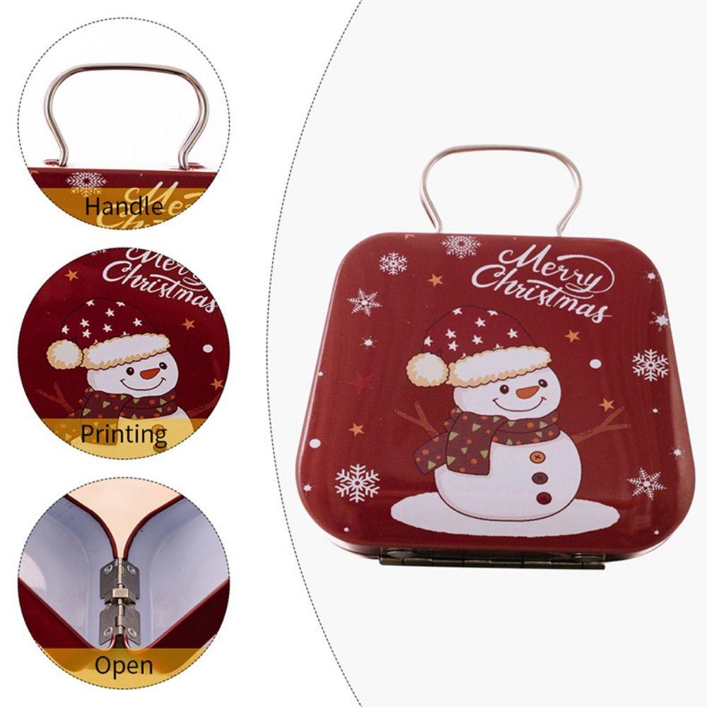 3pcs/set Iron Mini Tinplate Handbag Decorative Snowman Cookie Boxes New Year