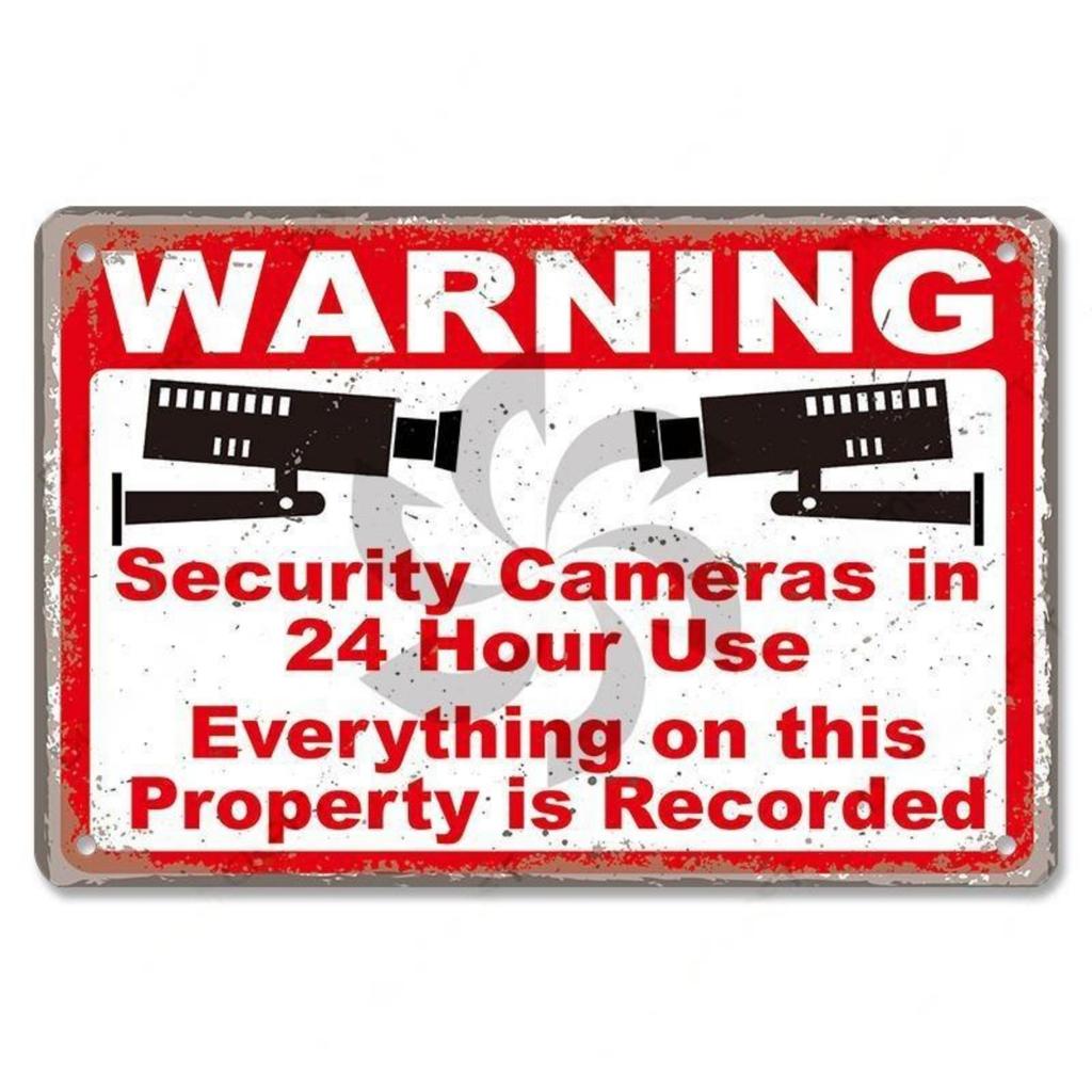 Warning CCTV Tin Signs Metal Plaque Notice 24 Hour Security Camera Vintage Poster Metal Plate Wall Decor for Mall Shop Bar Ho