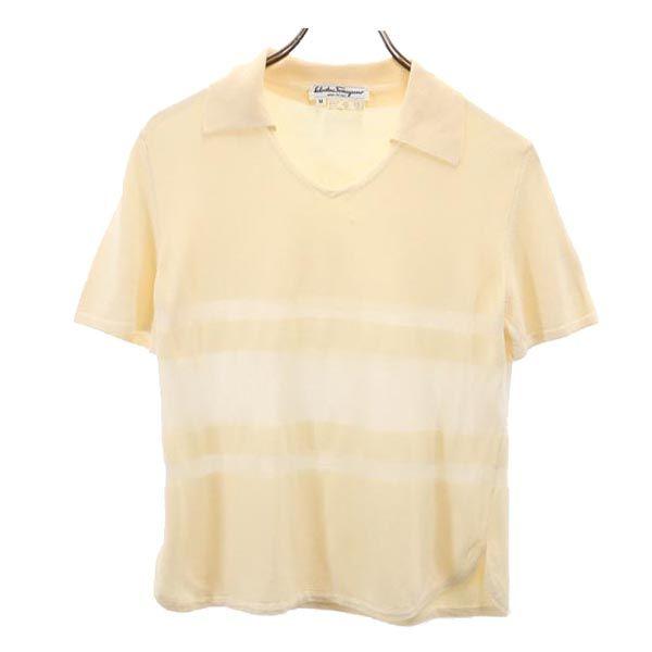 

Salvatore Ferragamo Silk Blend Border Pattern Short sleeve knit M sweater Women Used