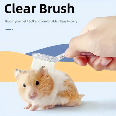 1pc Small Hamster Brush, Soft Bristle Massage Brush, Long Hair Hamster Cleaning Combing Brush, Bath Mini Brush