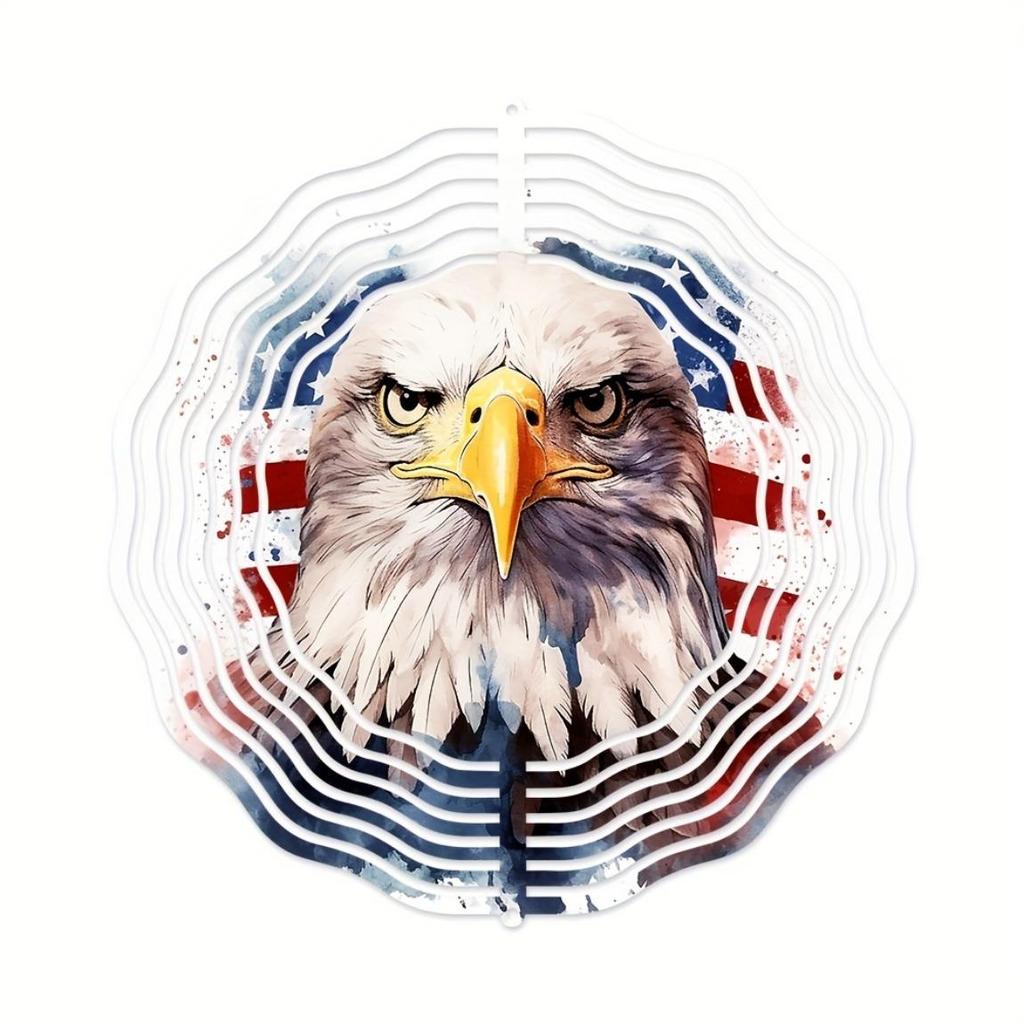 American Flag Eagle Wind Spinner Metal Garden Decor 360 Degree Rotating Outdoor Patio Holiday Ornament Patriotic Theme