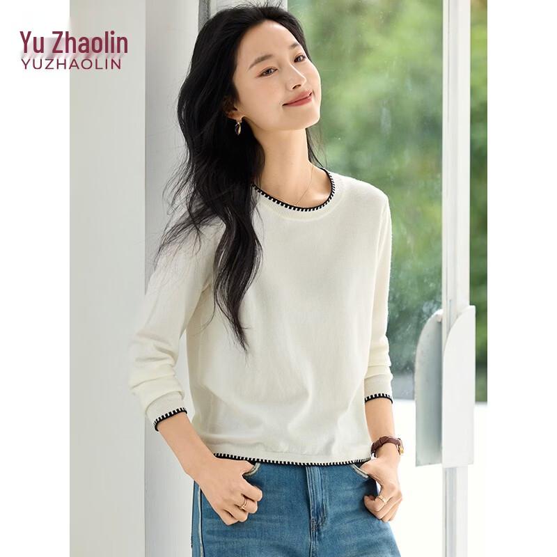 YUZHAOLIN Women s Color-Block Round Neck Knitted Sweater XL