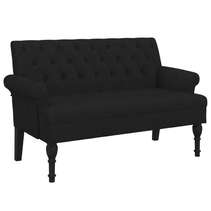 VidaXL Bench with Backrest, Sofa with Armrest, Banquette with Wooden Legs, Living Room Seat, Modern, Black 372122