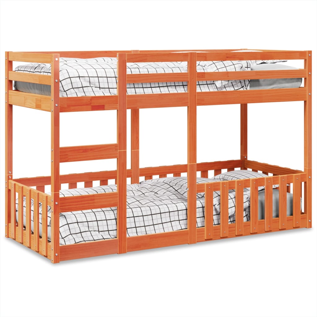 Bunk Bed Wax Brown 75 x 190 cm Solid Pine Wood