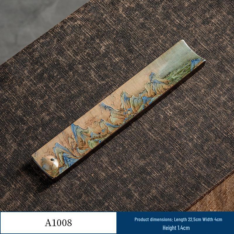 Guochao River & Mountain Ceramic Incense Holder - Retro Incense Stick Tray for Indoor Use