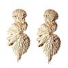 Earrings Metal Leaf With Gold Coating And Bold Design For Gift And Wedding
