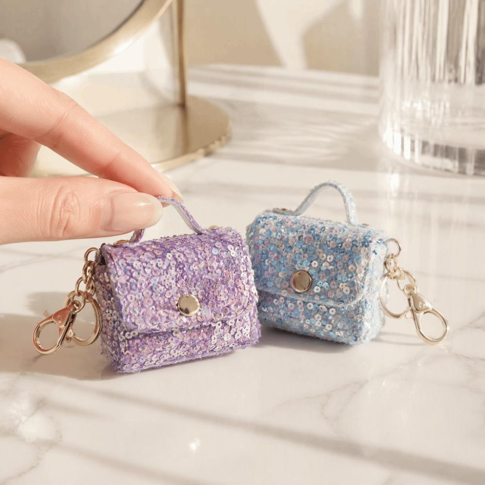 Fashion Sequin Sequin Mini Earphone Case Keychain Leather Pouch Backpack Pendant  Hanging Ornament