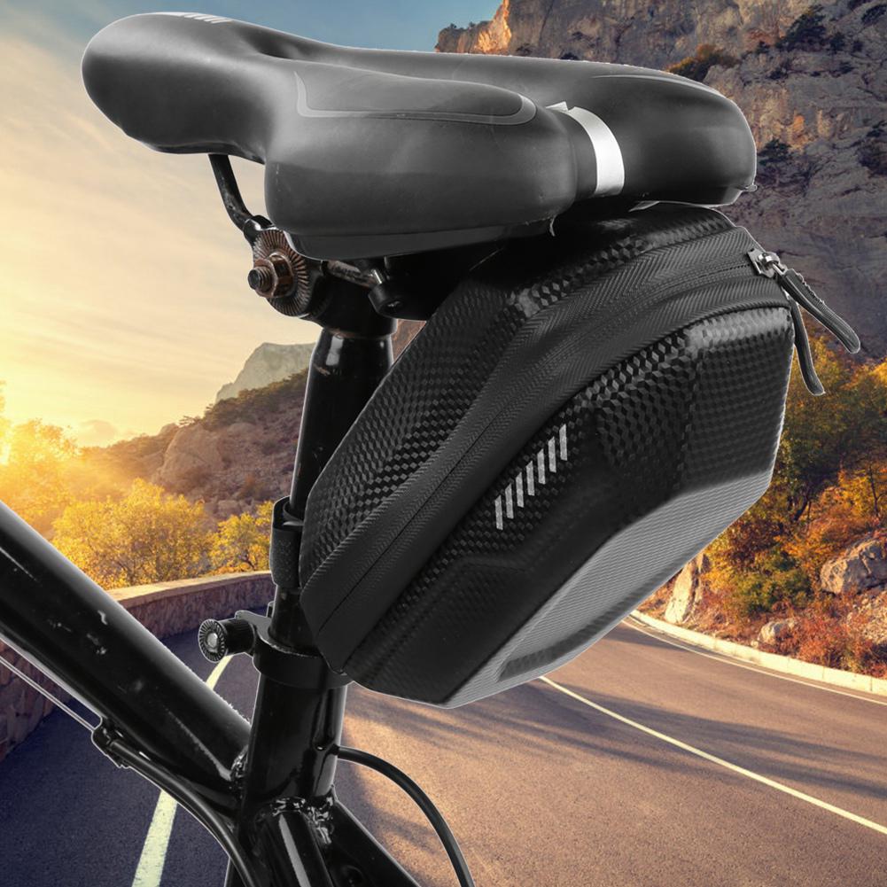 Mountain Bike Carbon Grain Waterproof Tail Rear Bag Large Capacity Hard Shell Seat Package Cycling Equipment