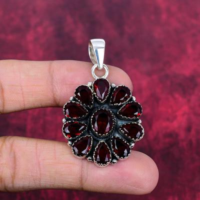 Garnet 925 Solid Sterling Silver Pendant, Handmade Gemstone Pendant Jewelry, Gifts For Wife Brand New Pendant