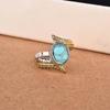 Zhenrong Luxury European & American Turquoise Feather Engagement Ring