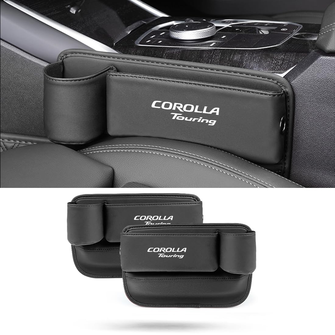 

Боковые карманы для хранения Corolla, совместимые со всеми Corolla Touring, большой емкости, бокс для хранения с подстаканником, предотвращает выпадение мелких предметов из чёрный