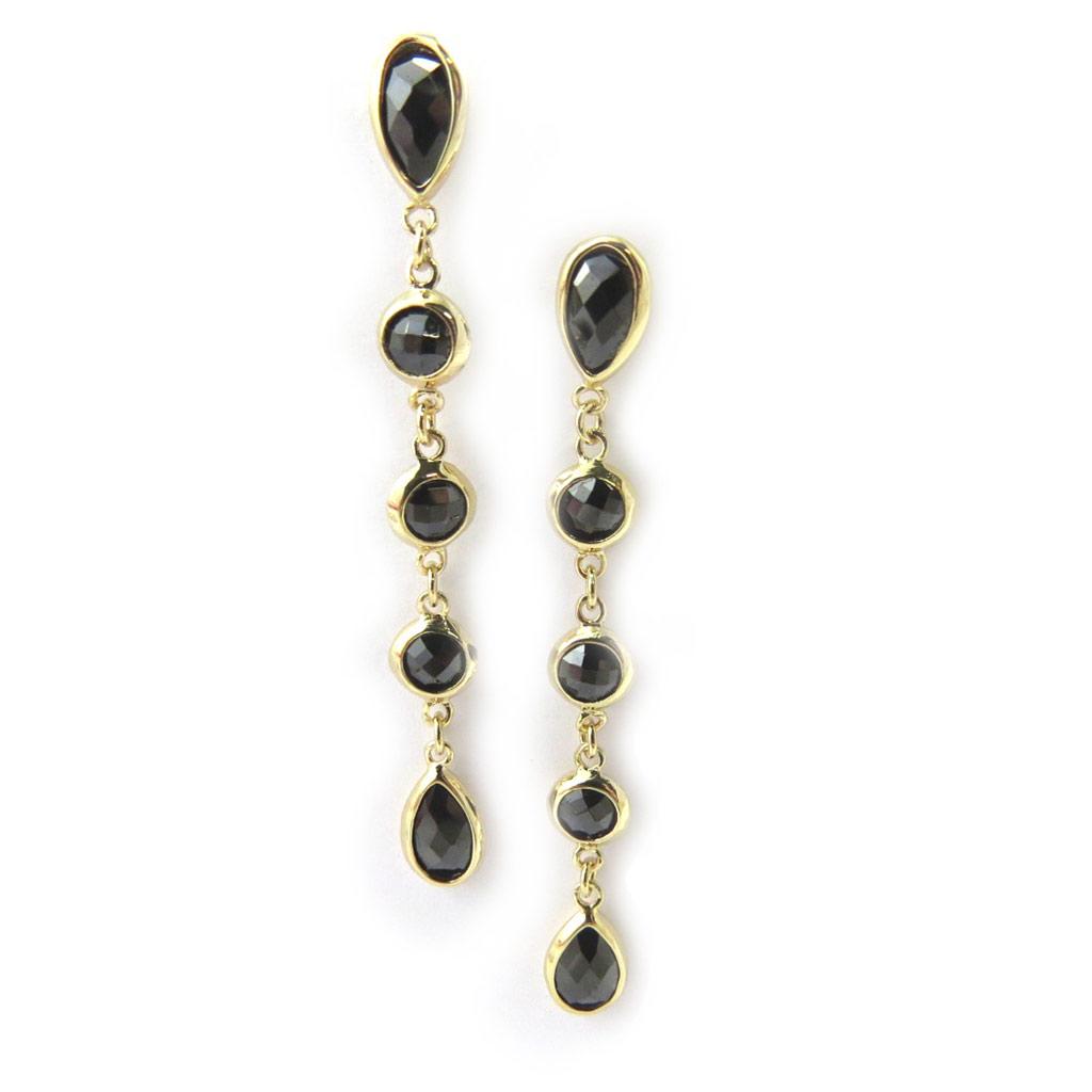 Les Trésors De Lily [M6211] - Pozlacené náušnice "Linda" z černého zlata - 45x5 mm